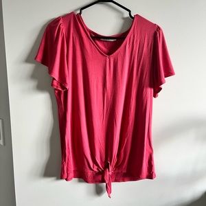 Pink v-neck shirt